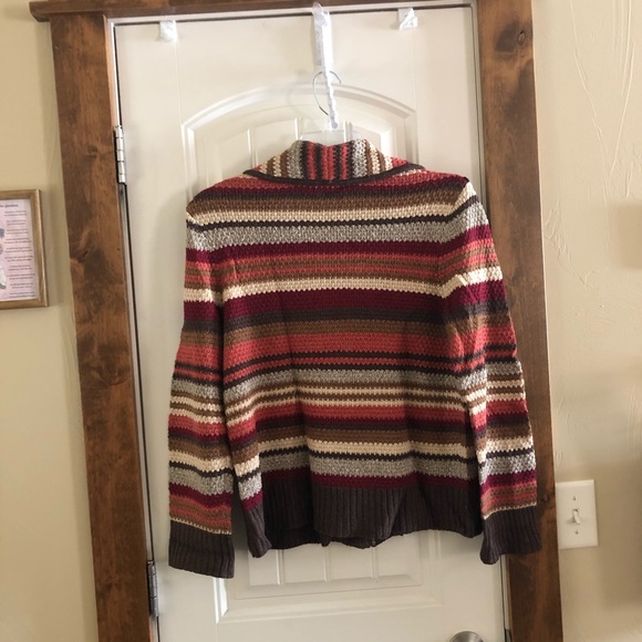 C&B Zip Front Cardigan-Sz Lg-Brown/Tan/Gray/Marion - Picture 3 of 7